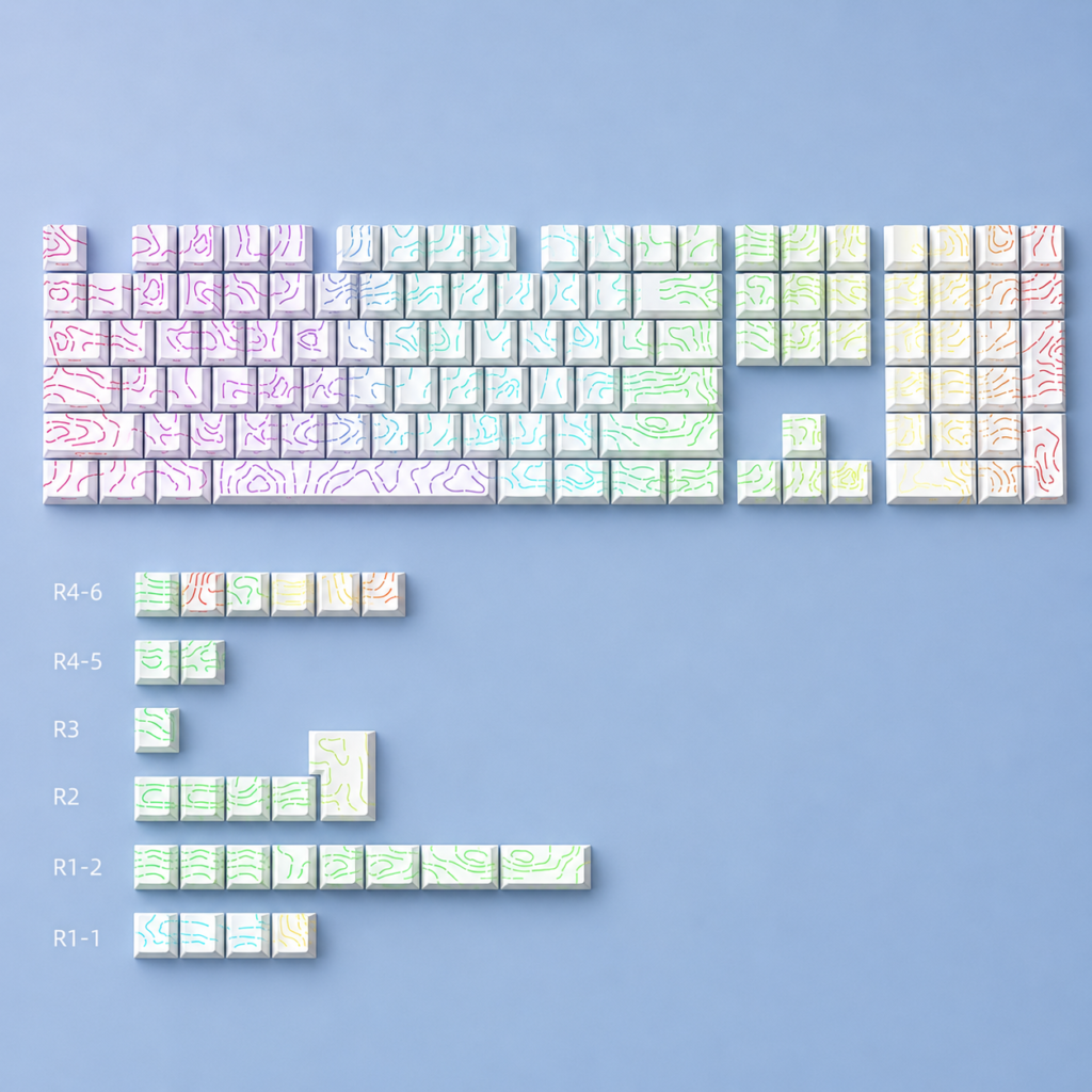 Kit de Keycaps Topográficas para Teclado Mecânico